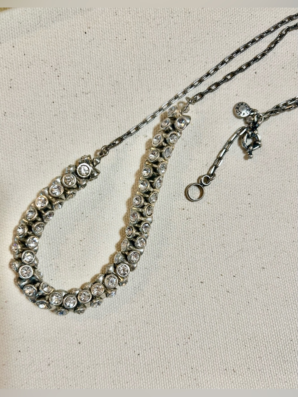 J. Crew Silver-Tone Necklace with Clear Crystals
